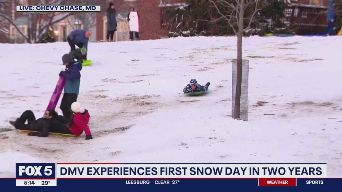 Snow day fun in the DMV: Kids, parents bring out their sleds